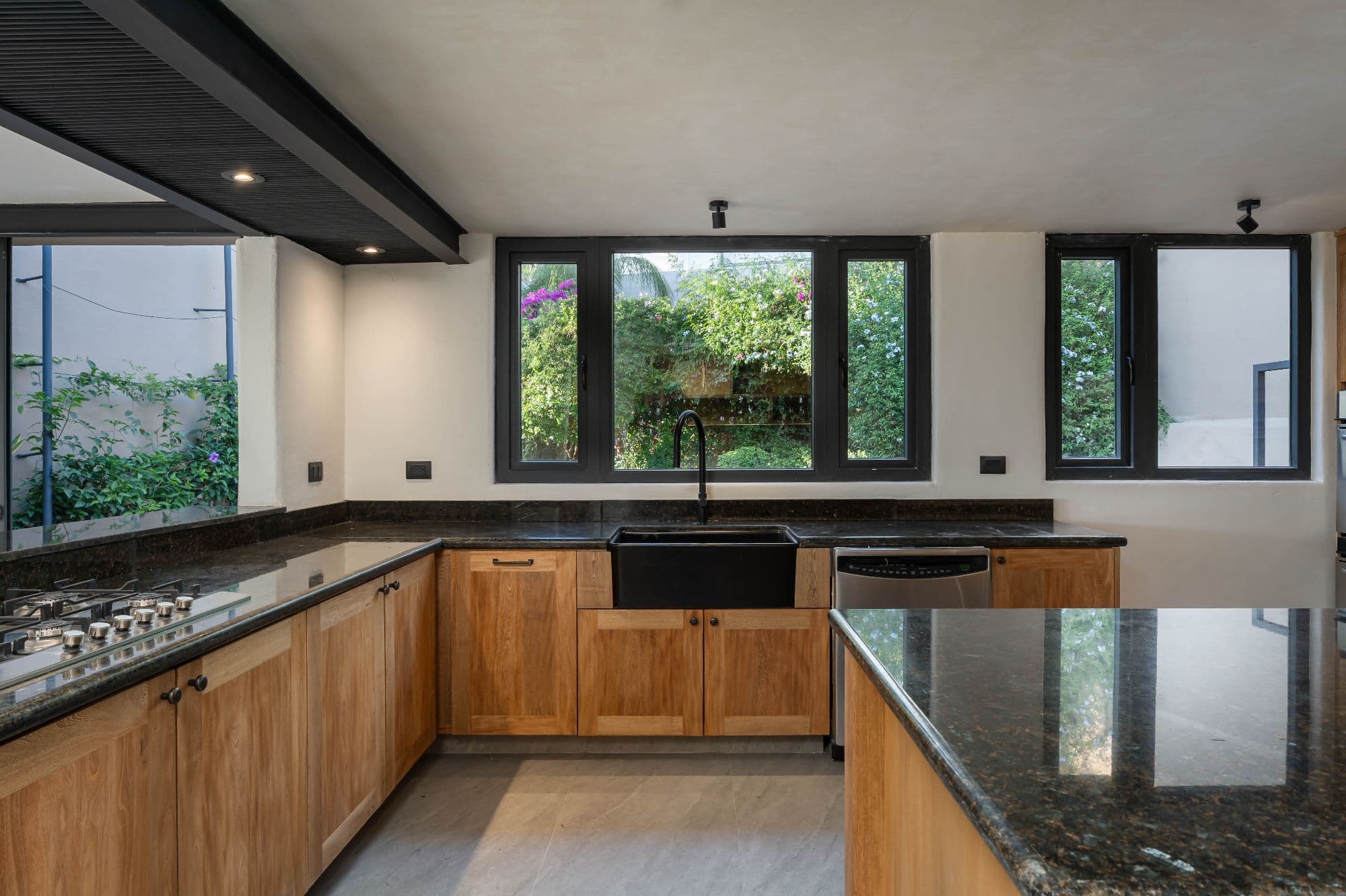 Casa Fuentes — Atascadero (Arcos de San Miguel), San Miguel de Allende — photo 8 — modern chef's kitchen, verdant garden views
