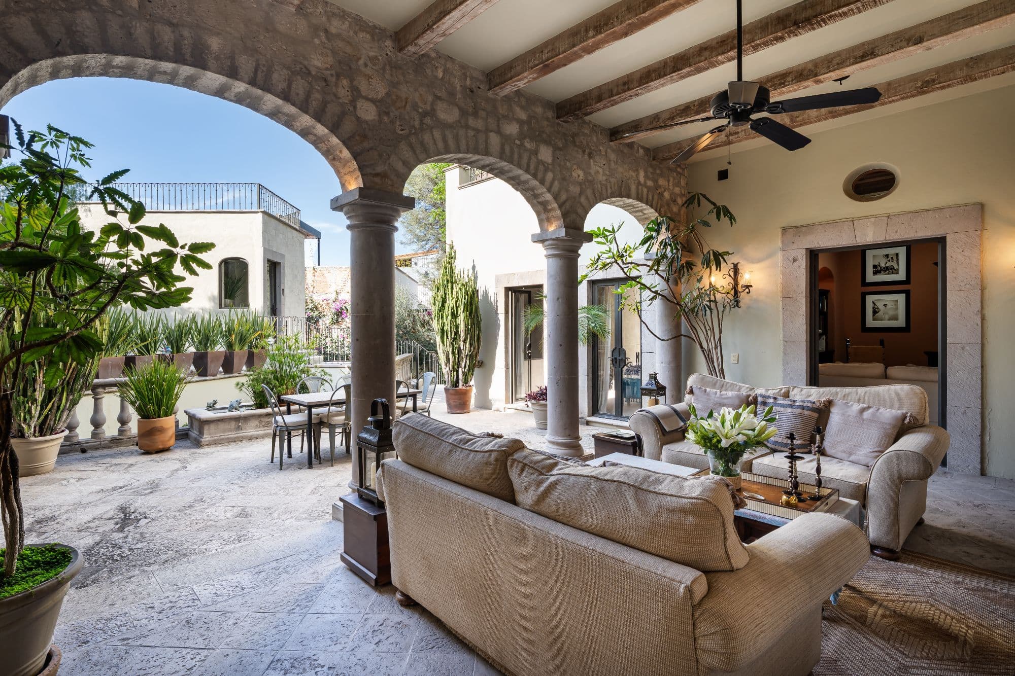 Casa Colonial — Ojo de Agua, San Miguel de Allende — photo 12 — elegant covered courtyard with soaring arches
