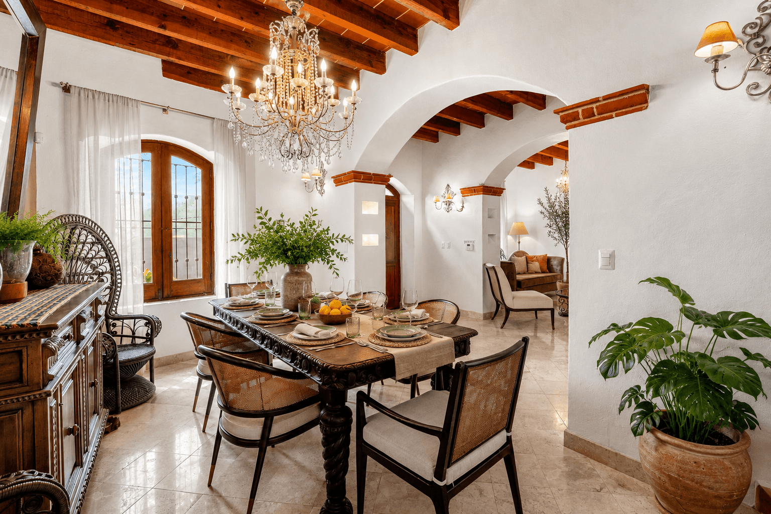 Casa Roka En El Obraje — El Obraje, San Miguel de Allende — photo 6 — elegant colonial dining with soaring arches