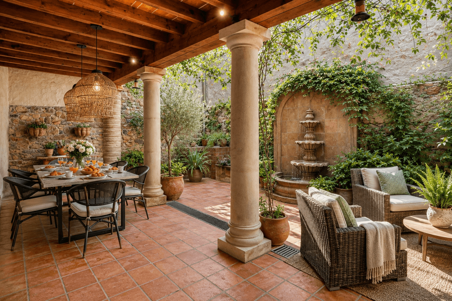 Casa Roka En El Obraje — El Obraje, San Miguel de Allende — photo 5 — elegant courtyard with tiered fountain
