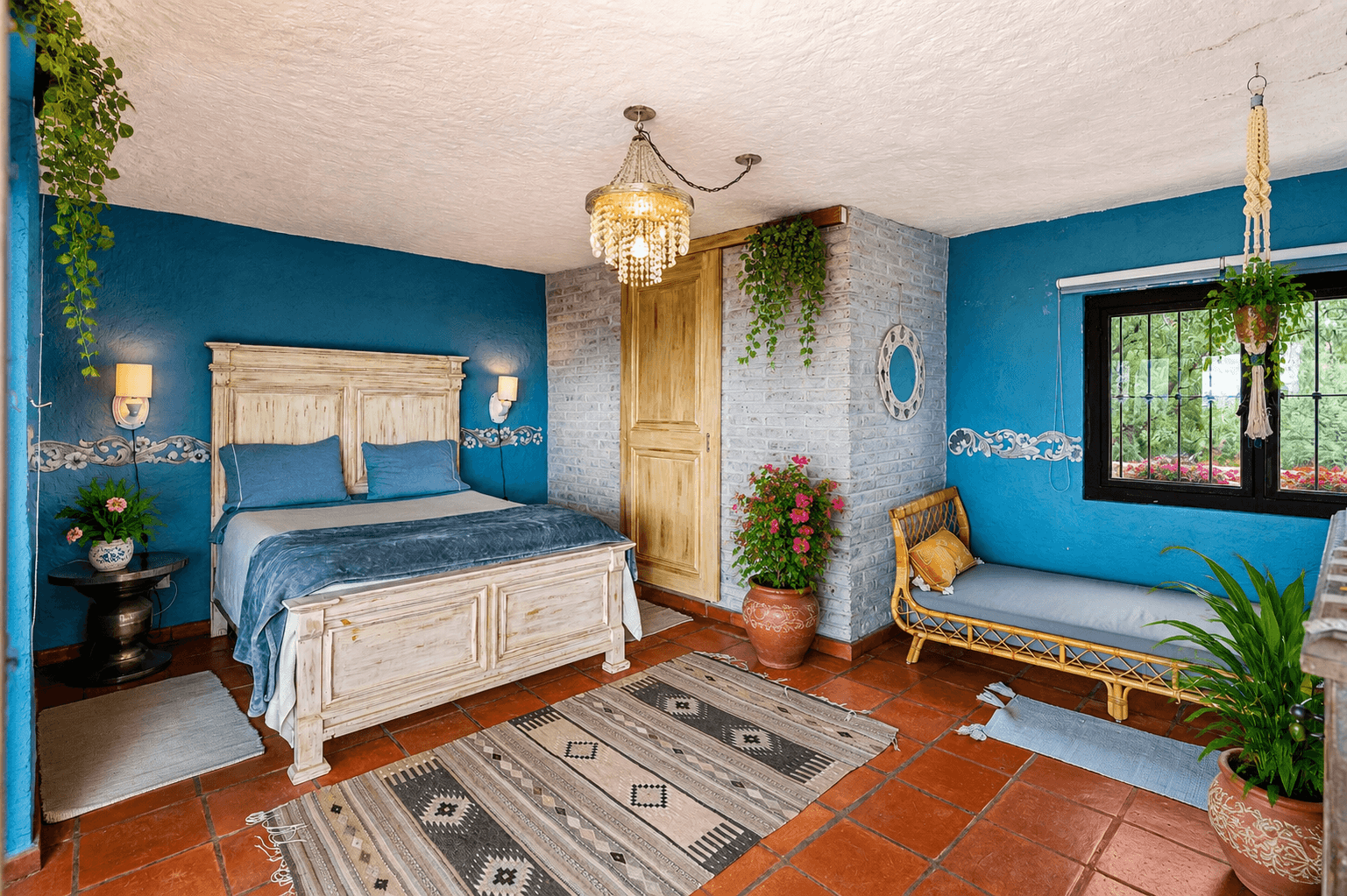 Casa Roka En El Obraje — El Obraje, San Miguel de Allende — photo 9 — vibrant colonial bedroom, artisanal charm