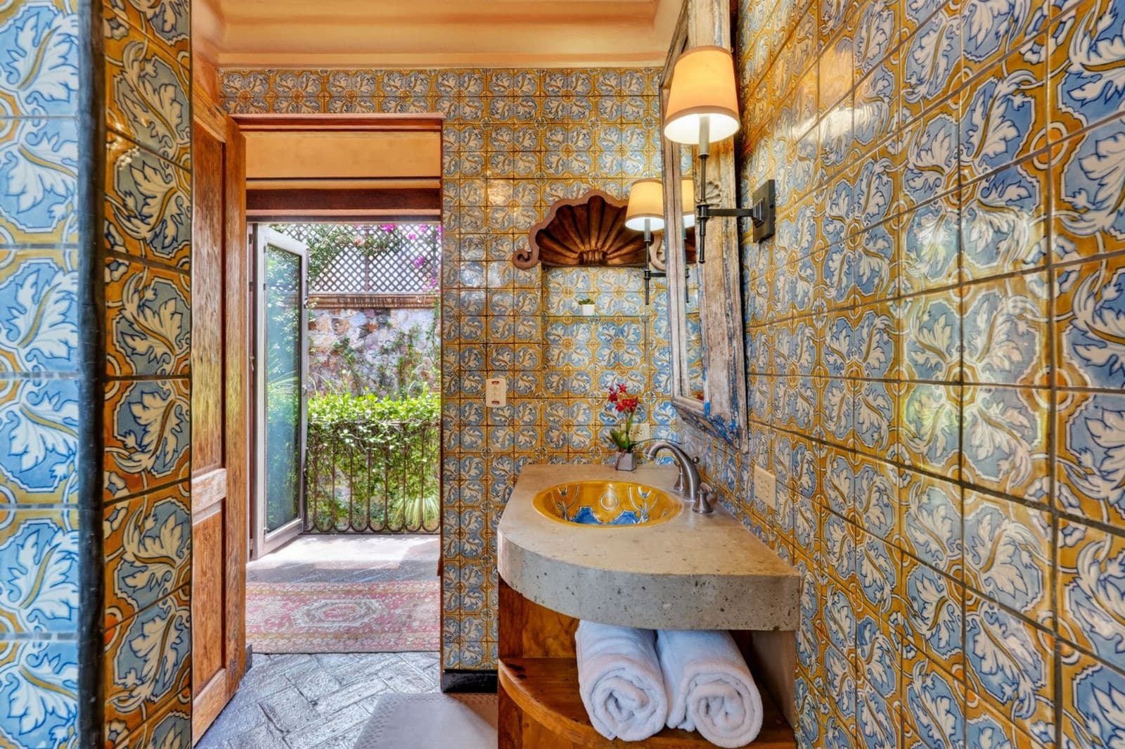 Villa Escondida — Centro, San Miguel de Allende — photo 22 — authentic talavera-tiled guest bath oasis