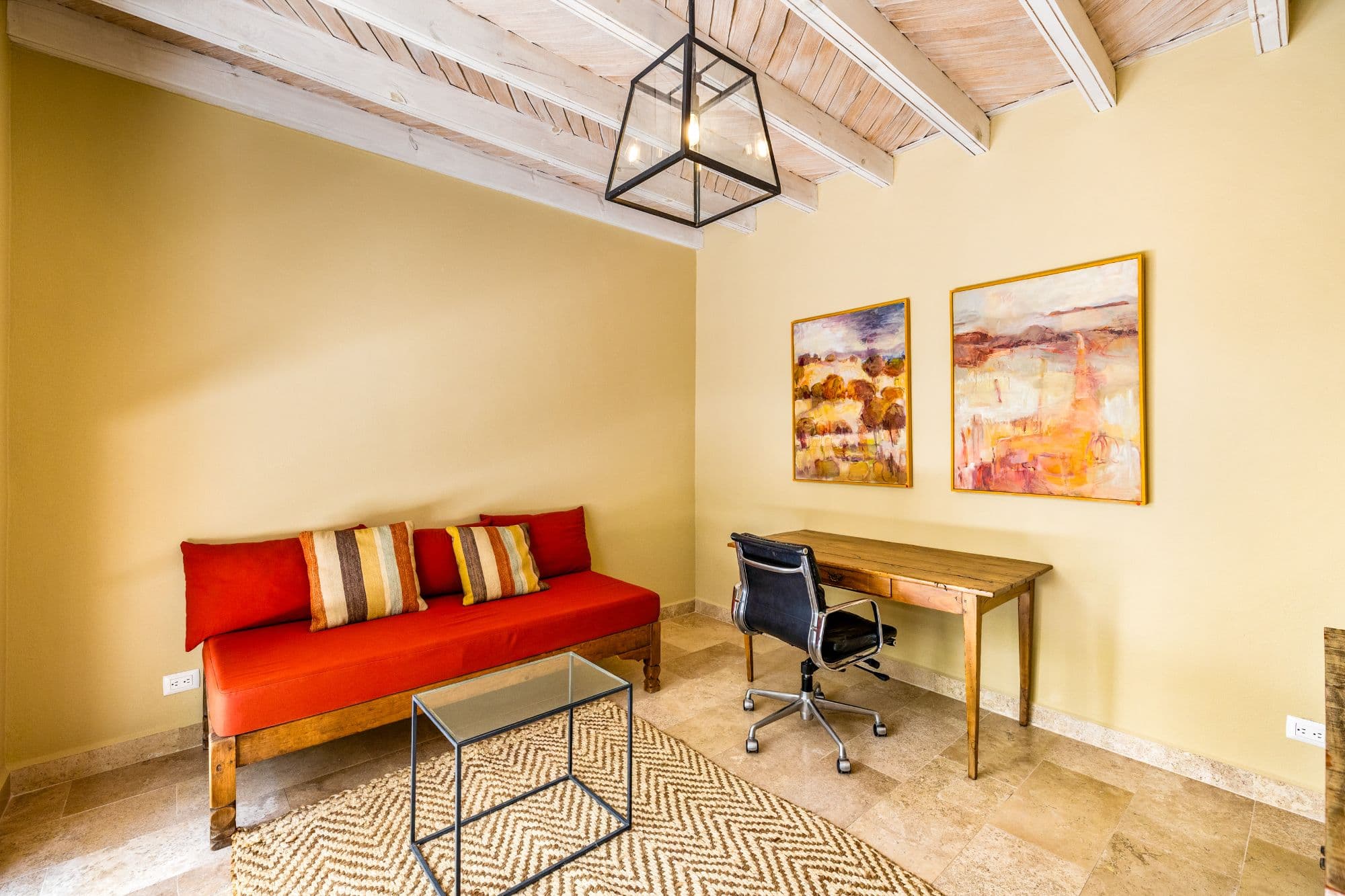CASA PINO — Guadalupe, San Miguel de Allende — photo 13 — sunlit workspace with rustic charm
