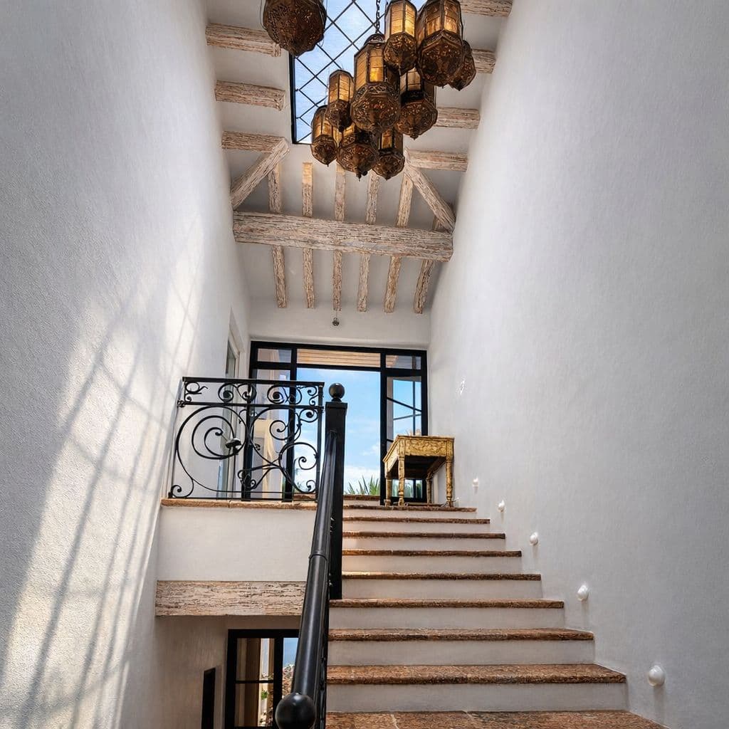 Breathtaking Casa Blanca — Guadiana, San Miguel de Allende — photo 39 — soaring ceilings, artisanal lanterns, architectural elegance
