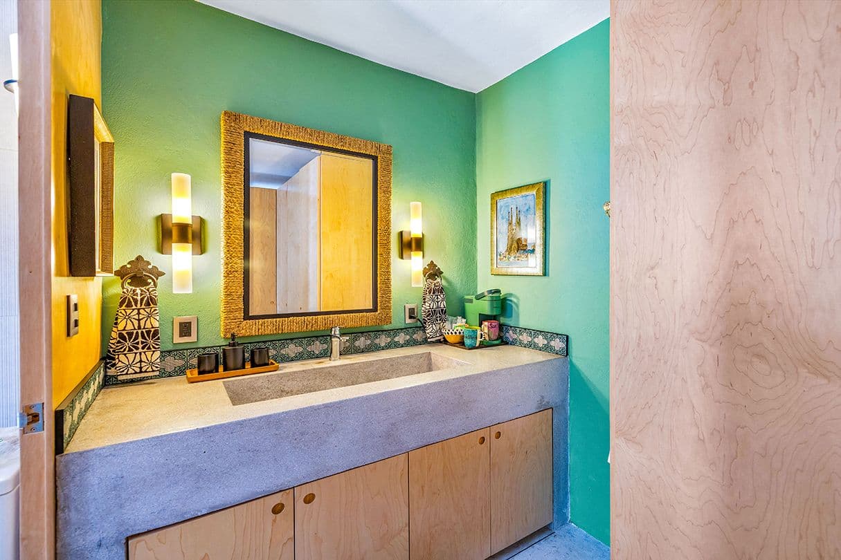 Casa 19 — Centro, San Miguel de Allende — photo 15 — vibrant spa-inspired dual vanity bathroom