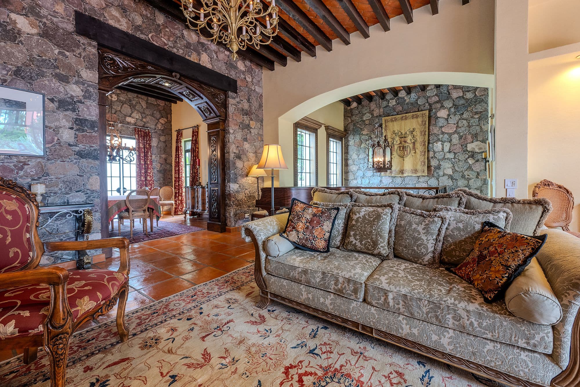Casa Del Encanto — Guadiana, San Miguel de Allende — photo 9 — elegant hacienda living with soaring beams