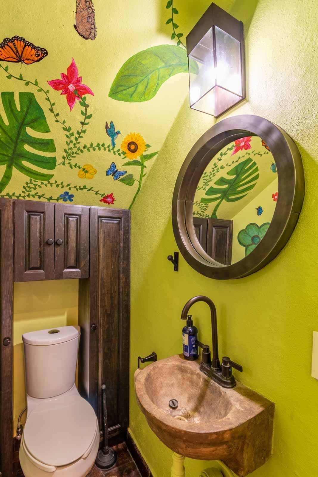 Casa de la Felicidad — San Antonio, San Miguel de Allende — photo 14 — vibrant botanical powder room oasis