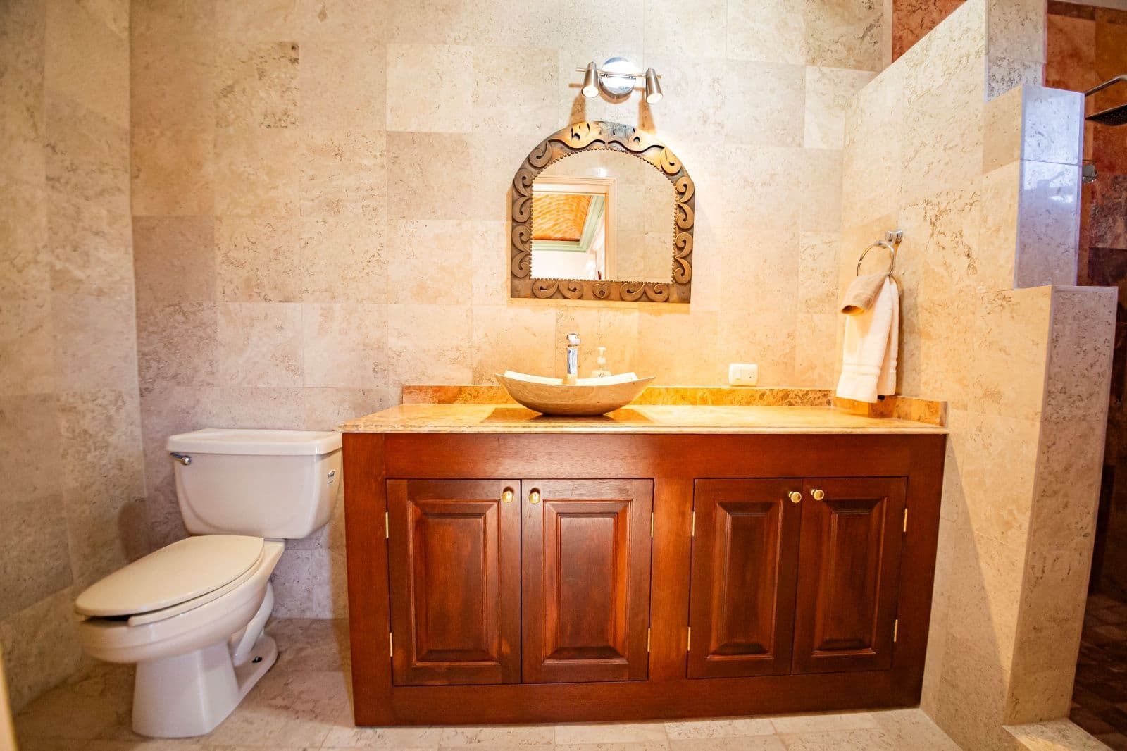 Casa Sí — Atascadero (Arcos de San Miguel), San Miguel de Allende — photo 19 — elegant travertine spa sanctuary