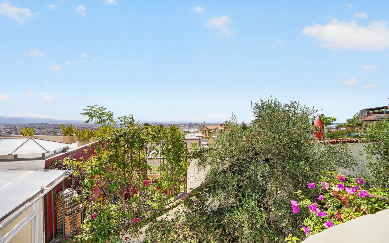 CASA PIEDRAS CHINAS — Centro, San Miguel de Allende — photo 2 — panoramic rooftop garden with mountain views