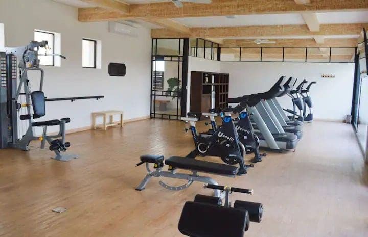 Villa Mila — La Luminaria, San Miguel de Allende — photo 13 — light-filled fitness studio with character beams