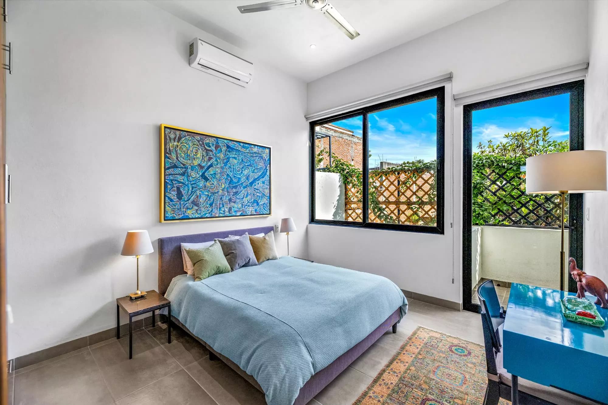 Casa Nochevieja — Guadalupe, San Miguel de Allende — photo 17 — bright contemporary bedroom with terrace views