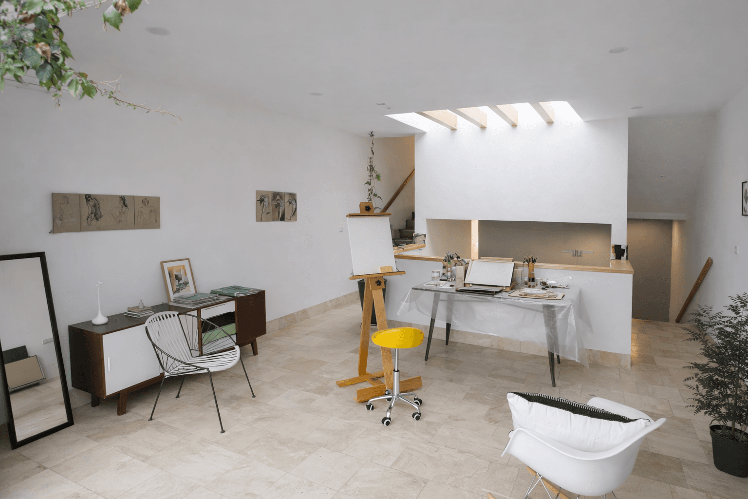 Casa Andrea — Valle del Maíz, San Miguel de Allende — photo 16 — luminous artist's studio, sculptural skylights