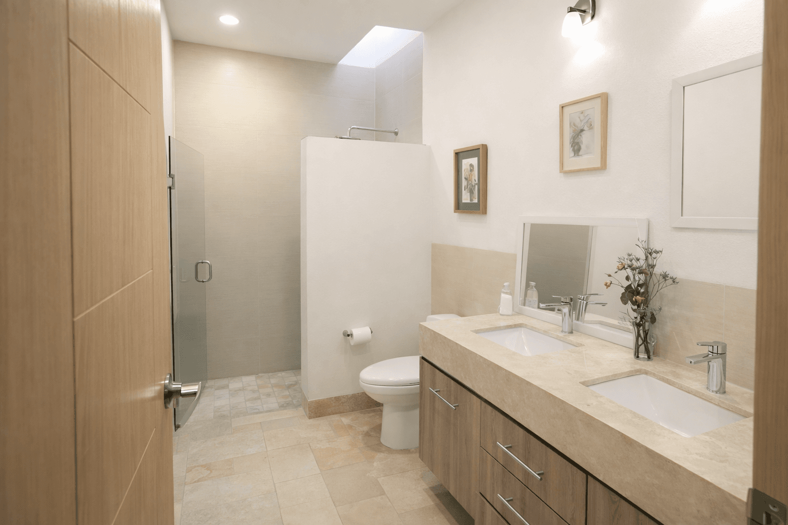 Casa Andrea — Valle del Maíz, San Miguel de Allende — photo 13 — spa-inspired dual vanity bathroom