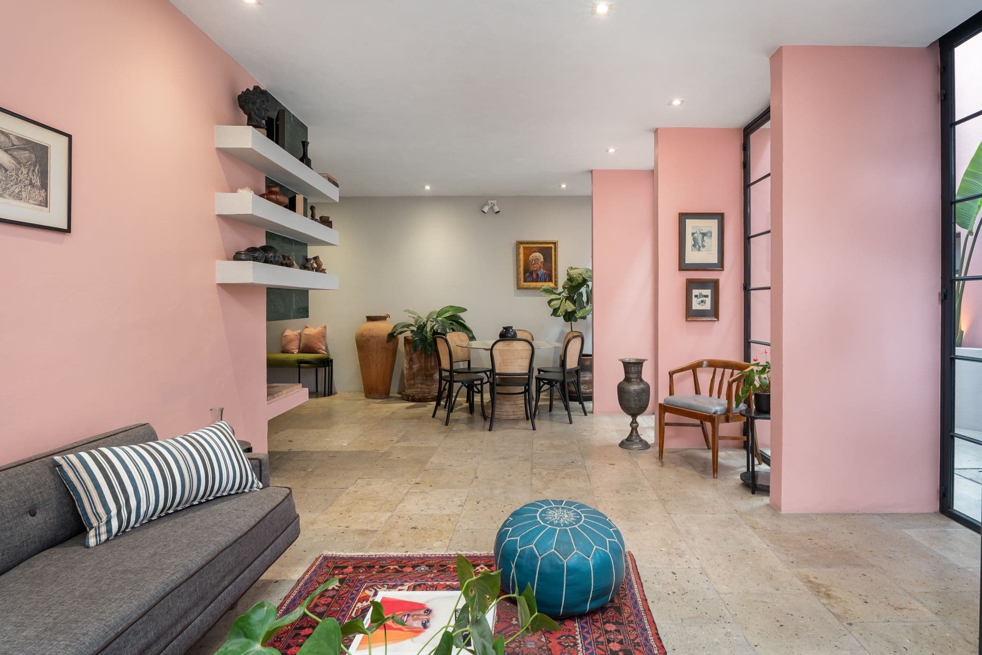 The Brooklane — Centro, San Miguel de Allende — photo 19 — contemporary pink sanctuary with soaring ceilings