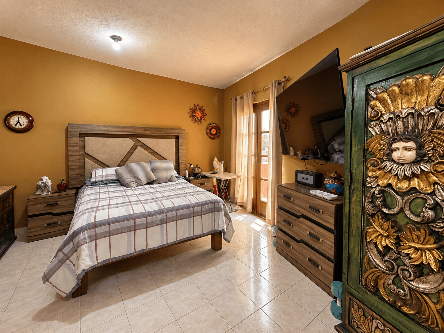 CASA MARIA — Centro, San Miguel de Allende — photo 11 — warm, sunlit master bedroom, authentic charm