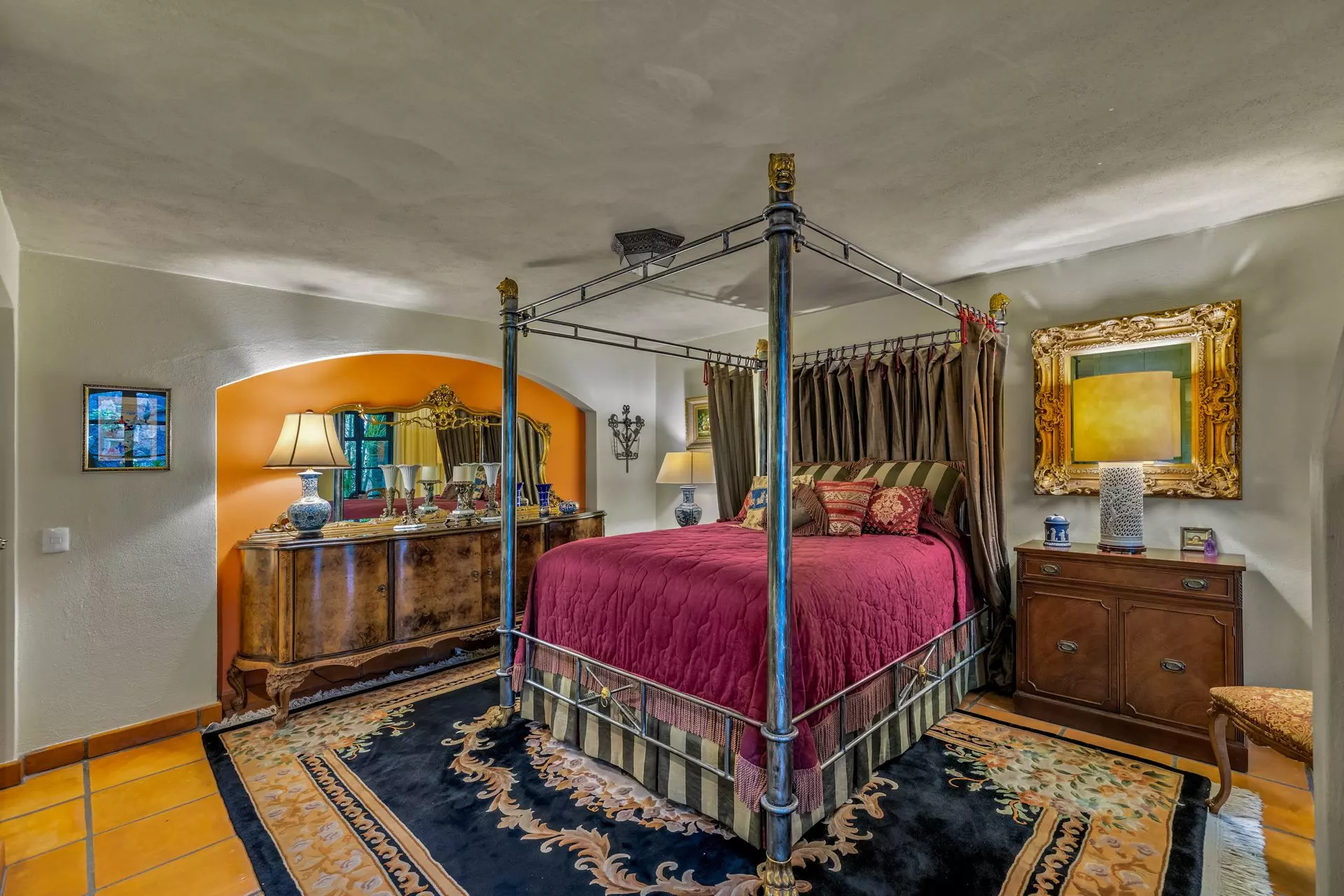 Casa Flora — Guadiana, San Miguel de Allende — photo 28 — elegant colonial master suite, ornate canopy bed