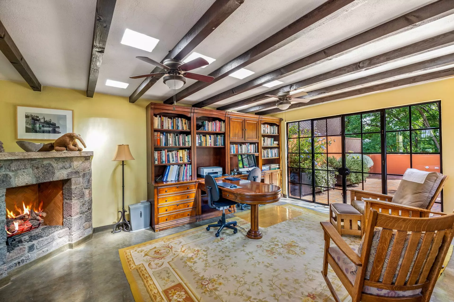 Casa Flora — Guadiana, San Miguel de Allende — photo 31 — sophisticated library with soaring beams