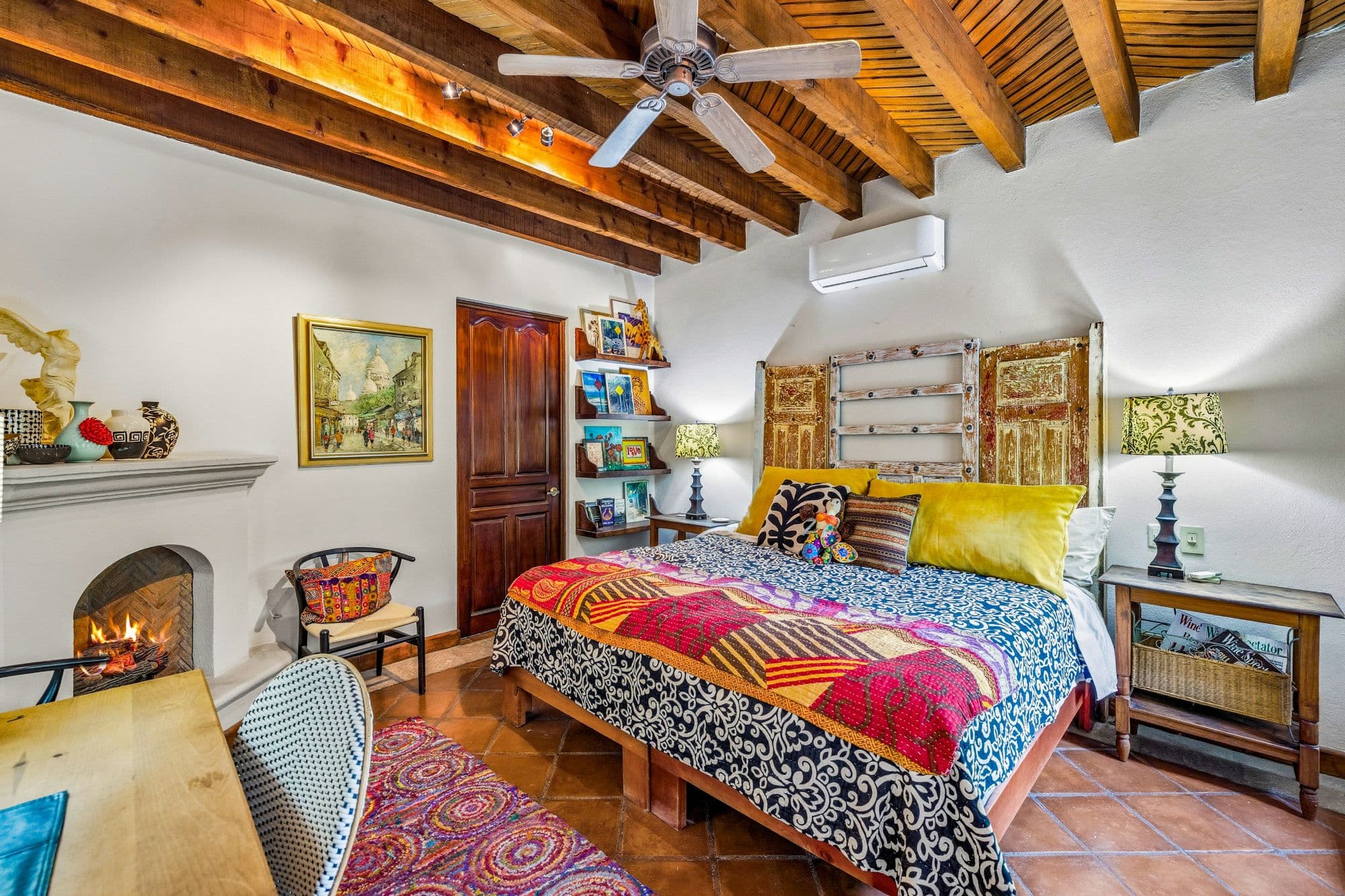 Casa Colonial Eclectica — San Antonio, San Miguel de Allende — photo 13 — rustic-chic bedroom with exposed beams