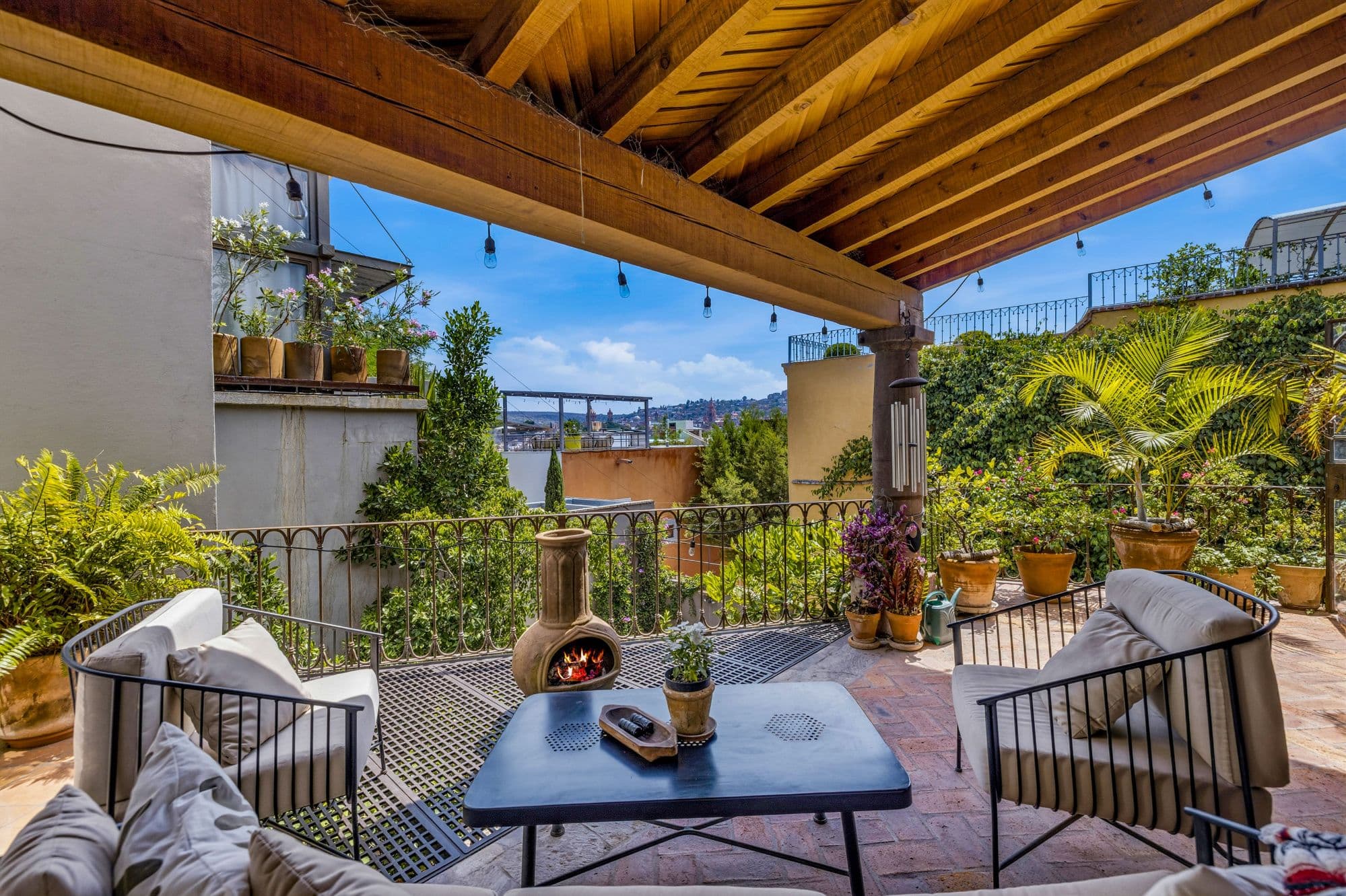 Casa Colonial Eclectica — San Antonio, San Miguel de Allende — photo 17 — elevated terrace with panoramic city views