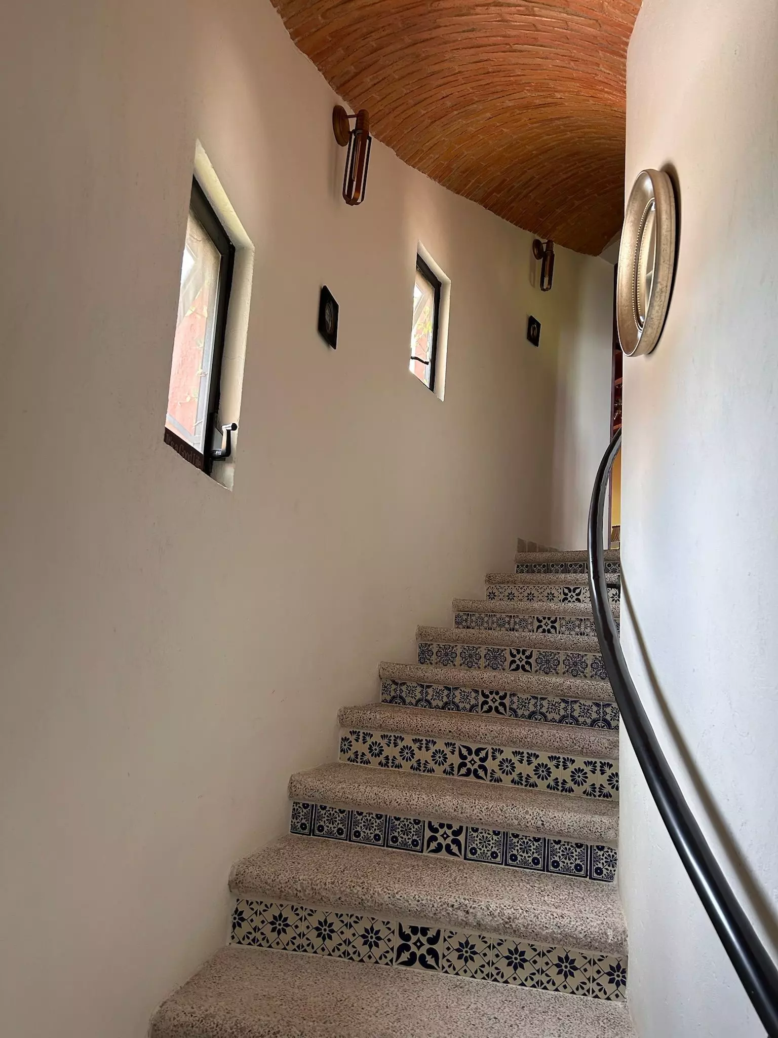 Casa Wabi Sabi en Rancho Labradores — Los Labradores, San Miguel de Allende — photo 19 — charming colonial staircase with artisan tile details