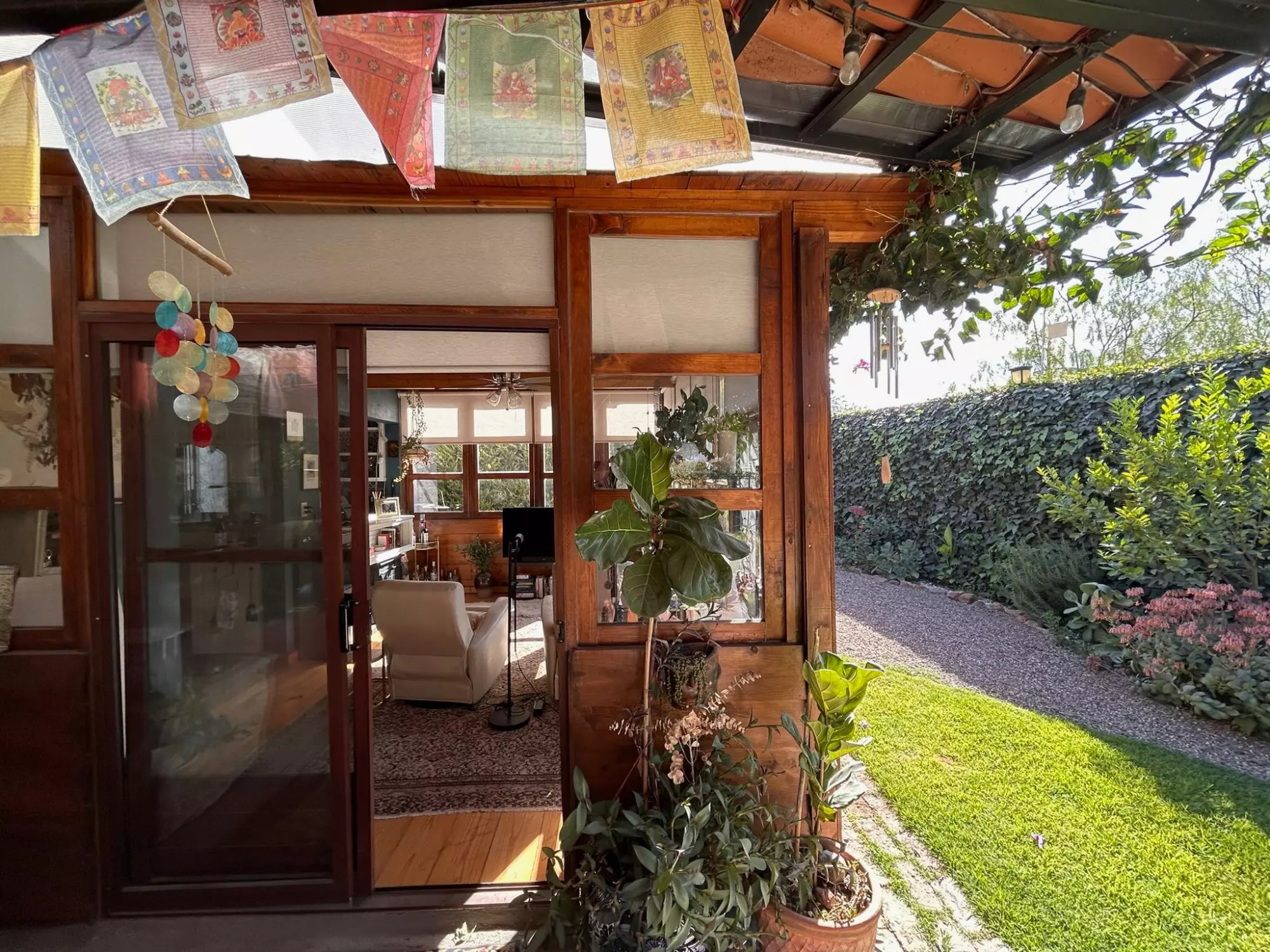 Casa Wabi Sabi en Rancho Labradores — Los Labradores, San Miguel de Allende — photo 10 — charming covered patio, verdant garden views