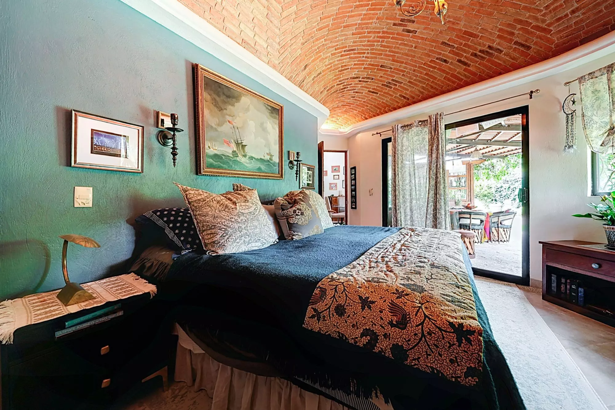 Casa Wabi Sabi en Rancho Labradores — Los Labradores, San Miguel de Allende — photo 14 — serene turquoise retreat with soaring brick ceilings