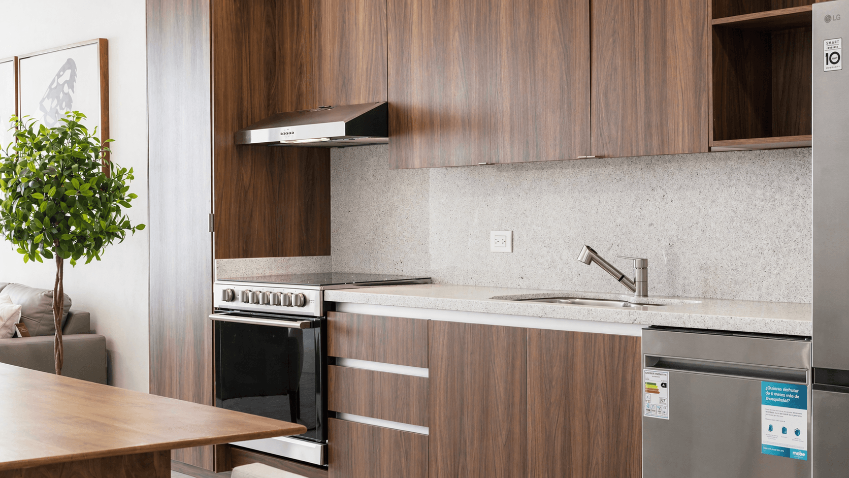 Casa nueva en la Conspiración — Valle del Maíz, San Miguel de Allende — photo 3 — contemporary kitchen, warm wood cabinetry
