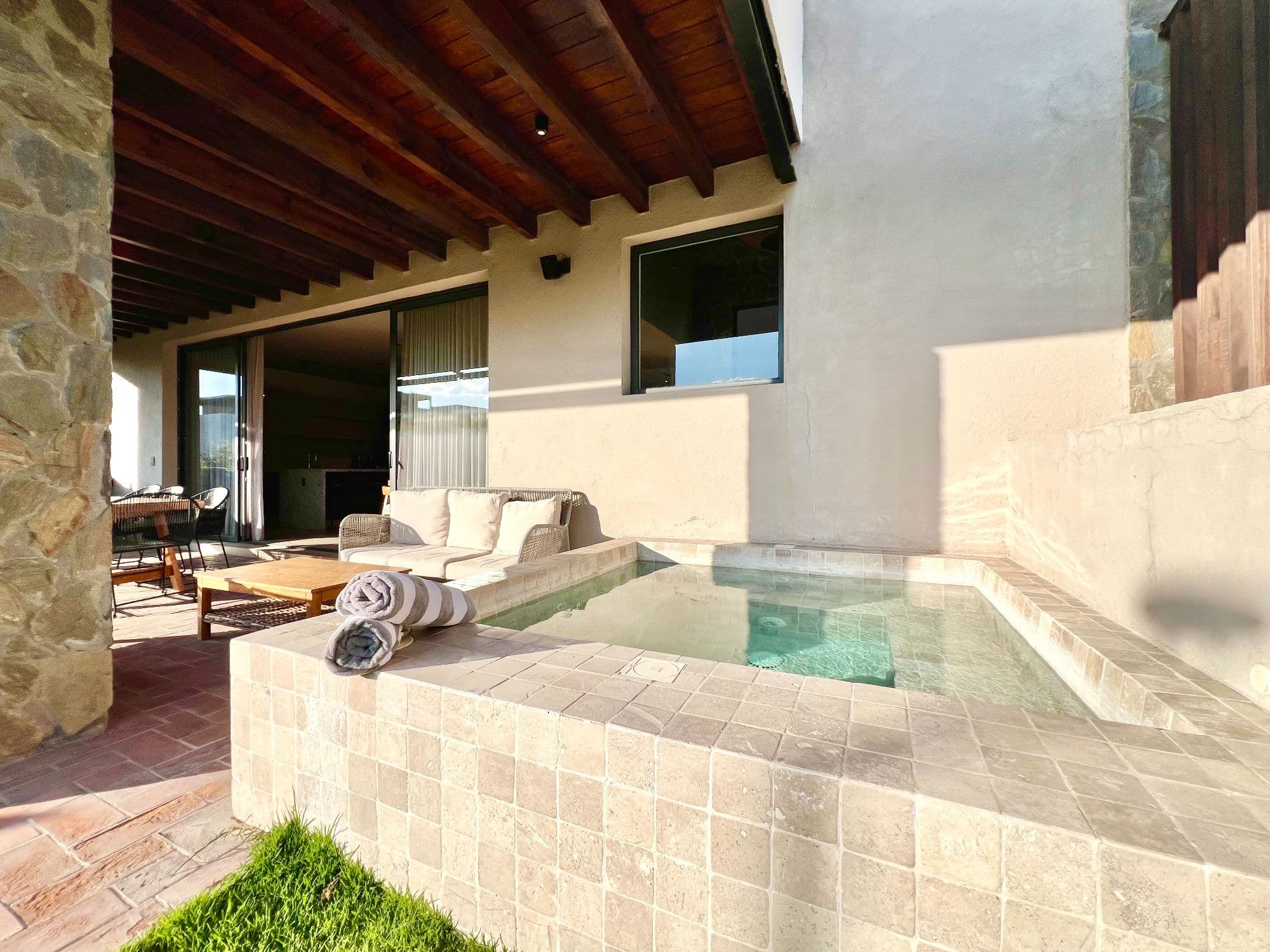 Casa Mi Cielo (Fractional) — San Virgilio, San Miguel de Allende — photo 9 — sunlit courtyard with integrated spa pool