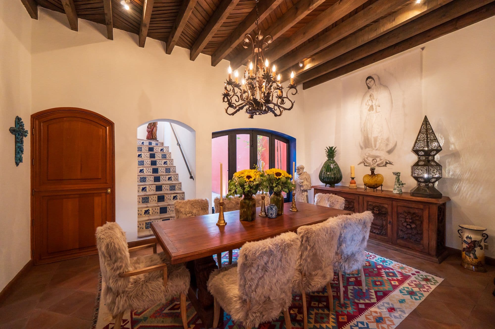 Casa Paraiso — Centro, San Miguel de Allende — photo 6 — elegant colonial dining room, rustic beams