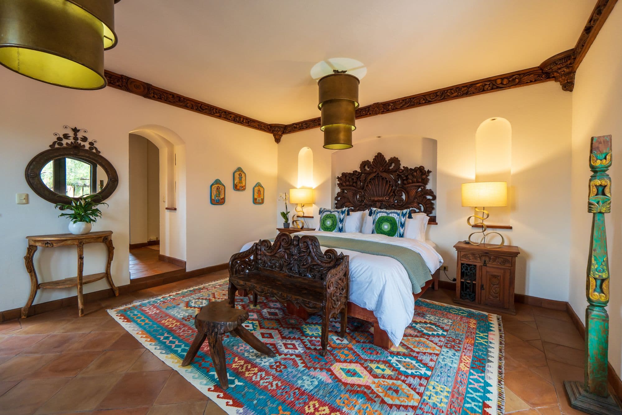 Casa Paraiso — Centro, San Miguel de Allende — photo 19 — exquisite colonial bedroom, artisanal elegance