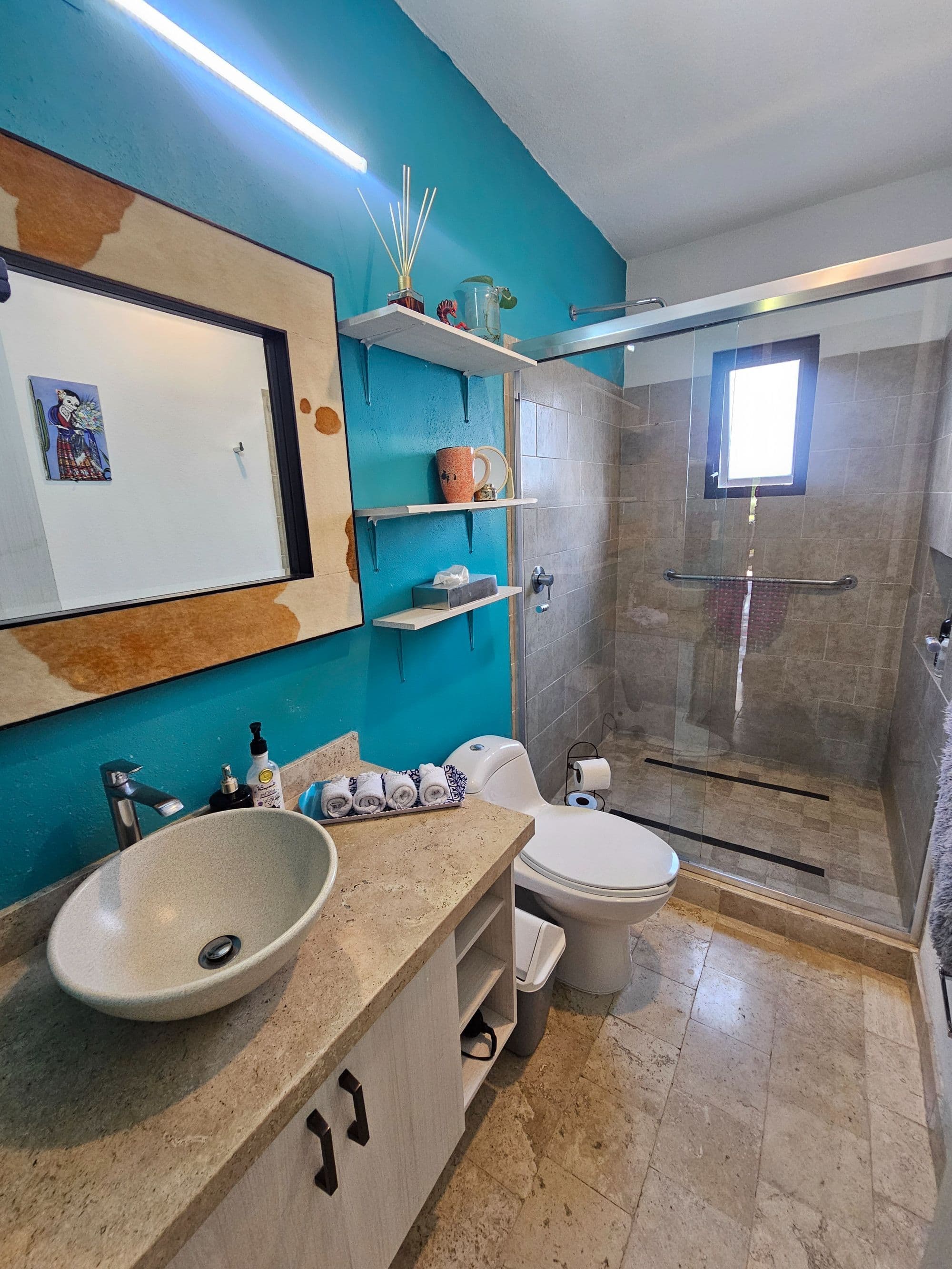 Condo Colores en Luminaria — La Luminaria, San Miguel de Allende — photo 11 — vibrant spa-inspired bathroom oasis