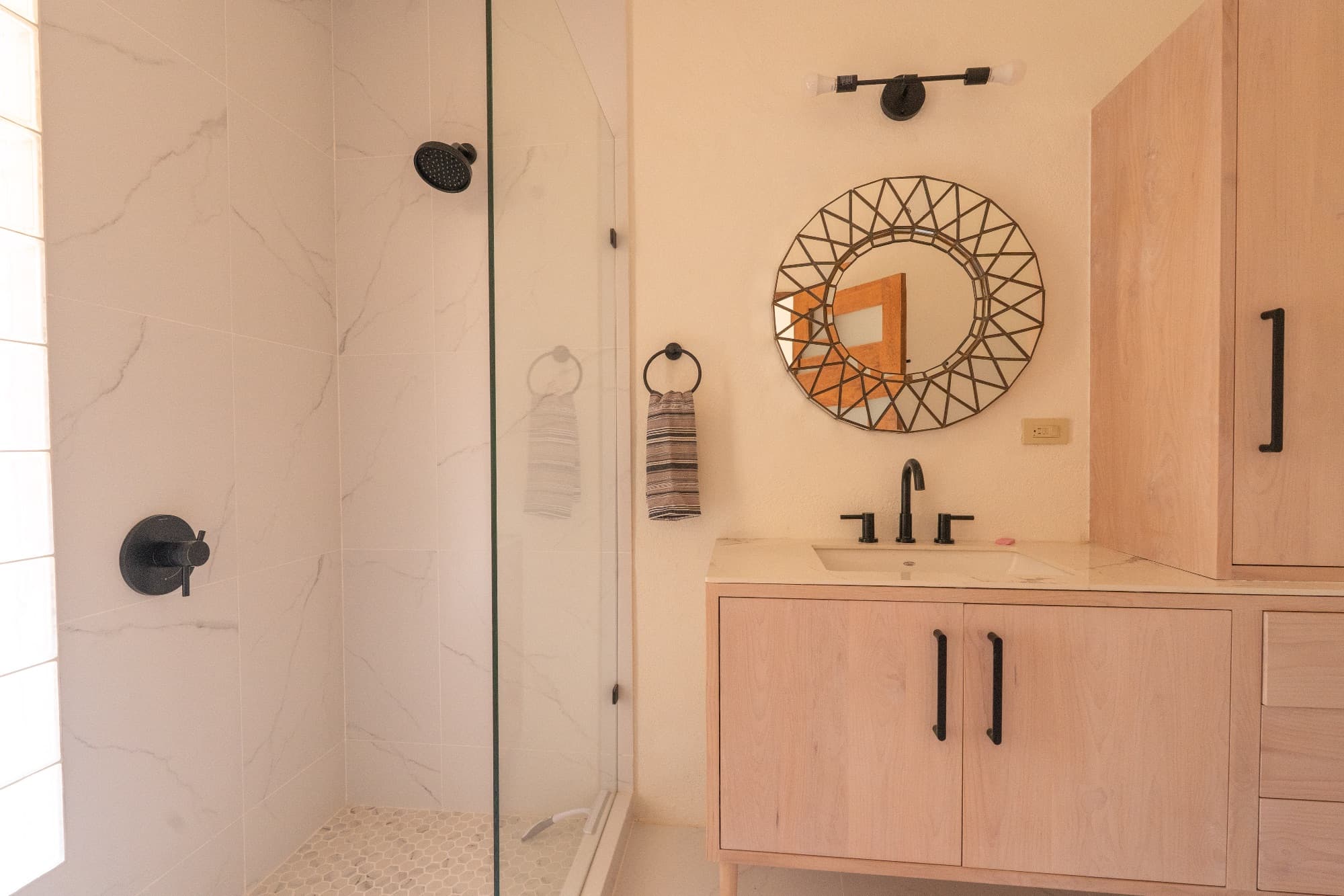 Condo del Sol — Guadalupe, San Miguel de Allende — photo 15 — spa-inspired bathroom with artisan finishes