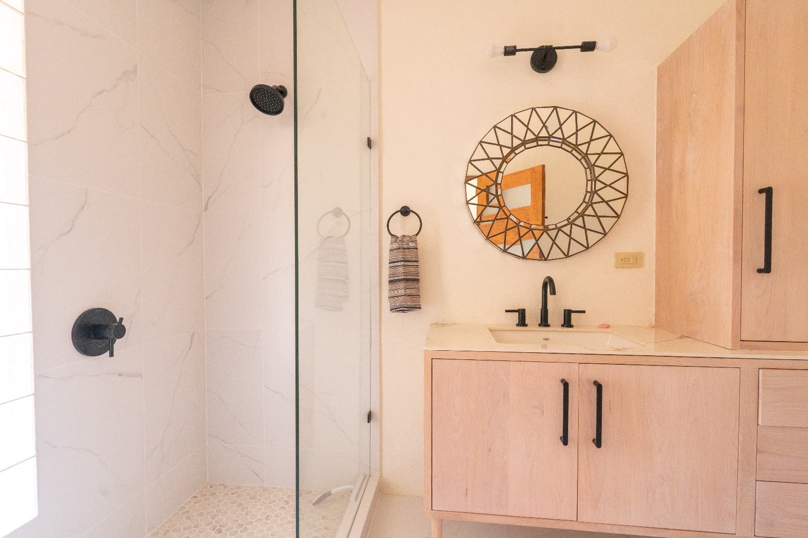 Condo del Sol — Guadalupe, San Miguel de Allende — photo 13 — spa-inspired vanity with artisan details
