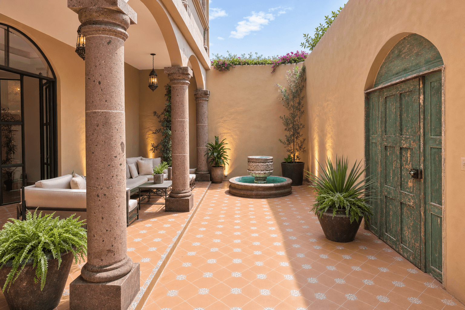 Duplex Juan Escutia 142 — Independencia, San Miguel de Allende — photo 8 — elegant colonial courtyard with fountain