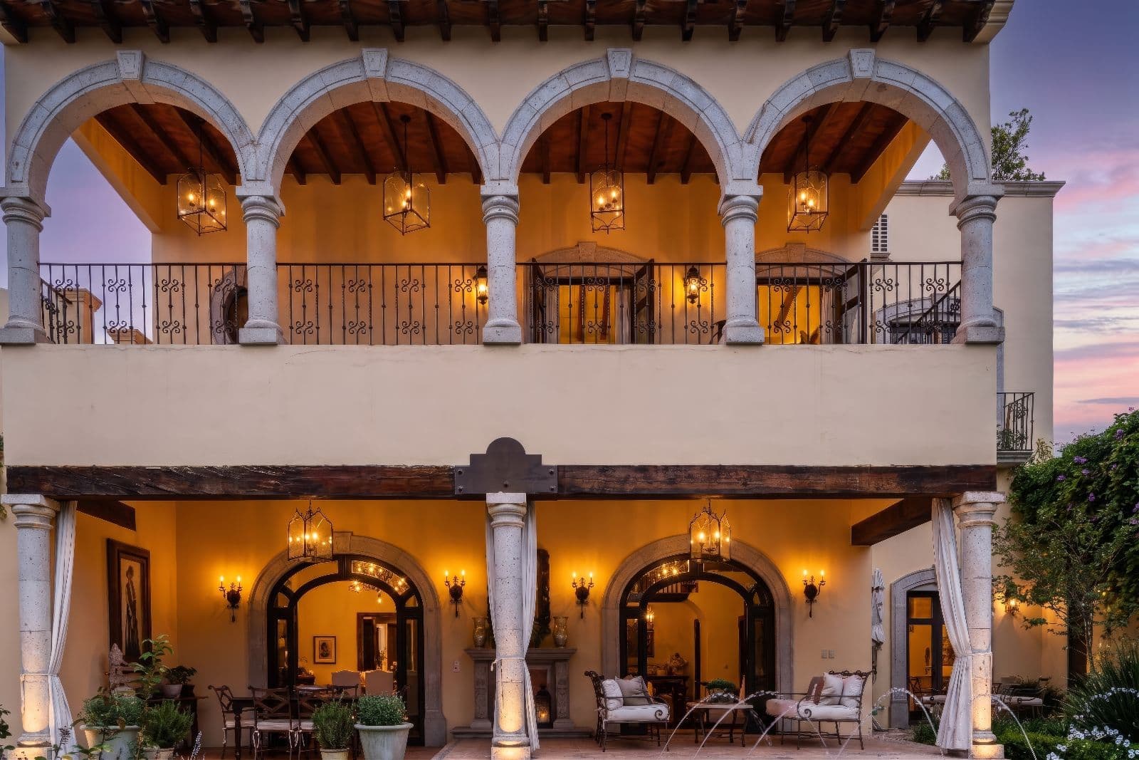 Casa Bella — Guadiana, San Miguel de Allende — photo 25 — elegant colonial architecture, twilight ambiance