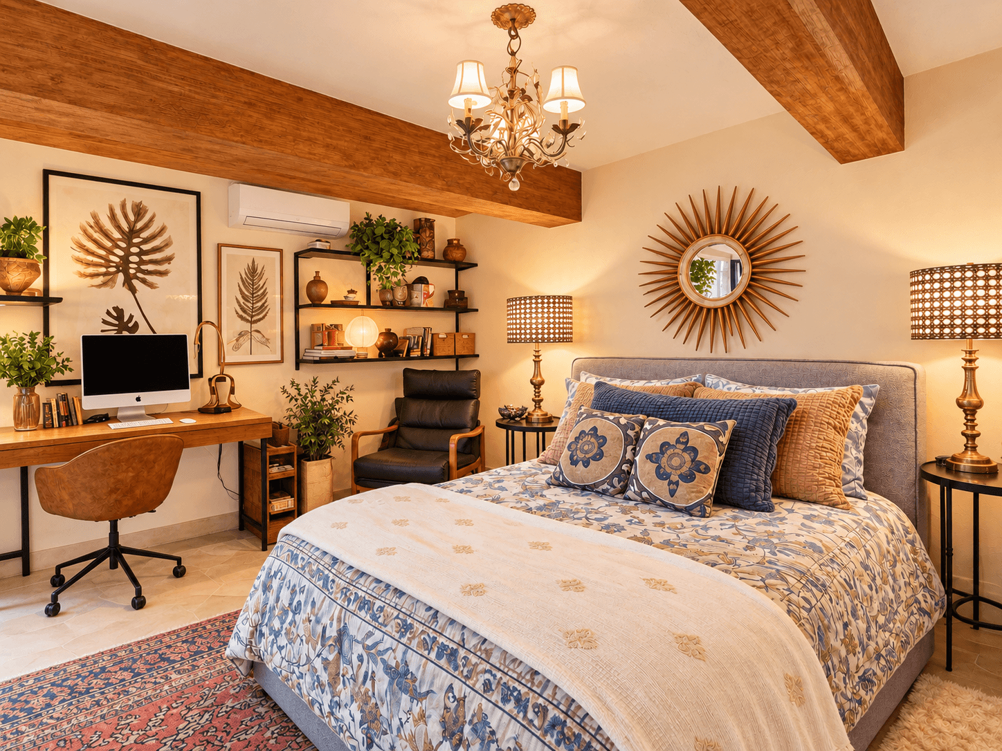 Casa Luna Blanca — San Antonio, San Miguel de Allende — photo 14 — sophisticated bedroom with elegant rustic charm