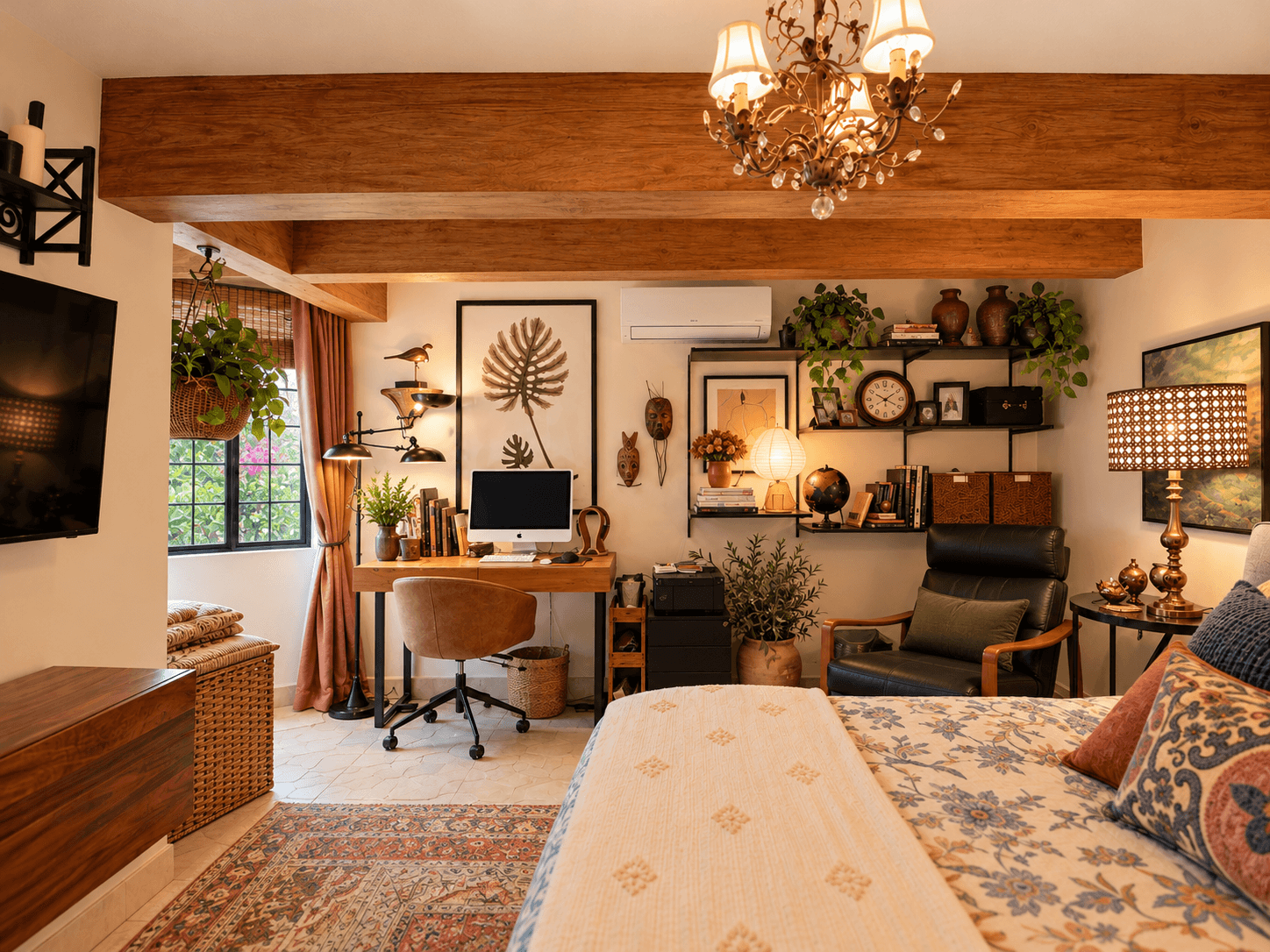 Casa Luna Blanca — San Antonio, San Miguel de Allende — photo 15 — sophisticated master suite, artfully curated elegance