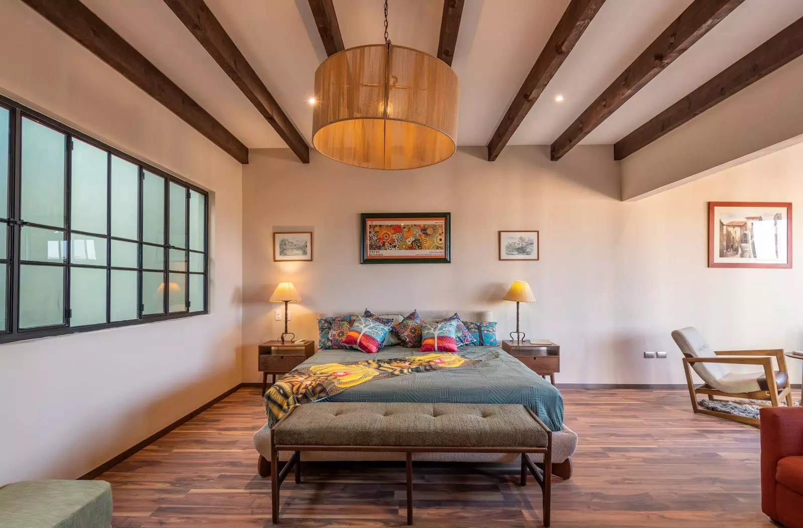 Villa Kusama — Guadiana, San Miguel de Allende — photo 14 — luminous master suite, rustic architectural charm