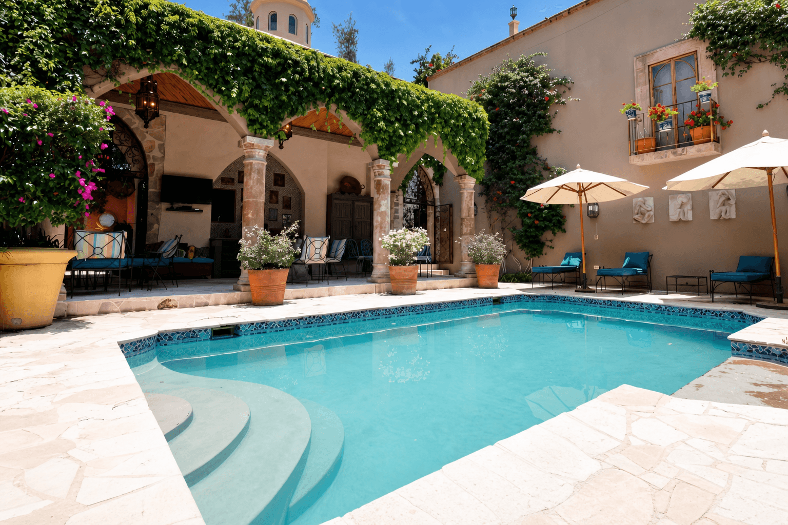 Casa Gibson — Centro, San Miguel de Allende — photo 17 — enchanting courtyard pool oasis perfection