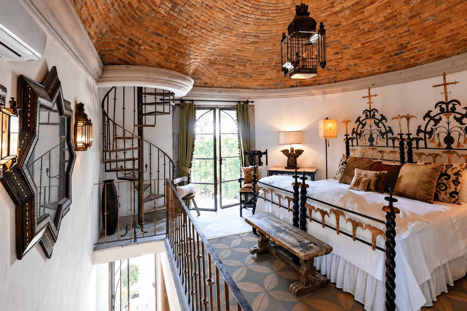 Casa Gibson — Centro, San Miguel de Allende — photo 40 — soaring brick dome, ornate bed elegance