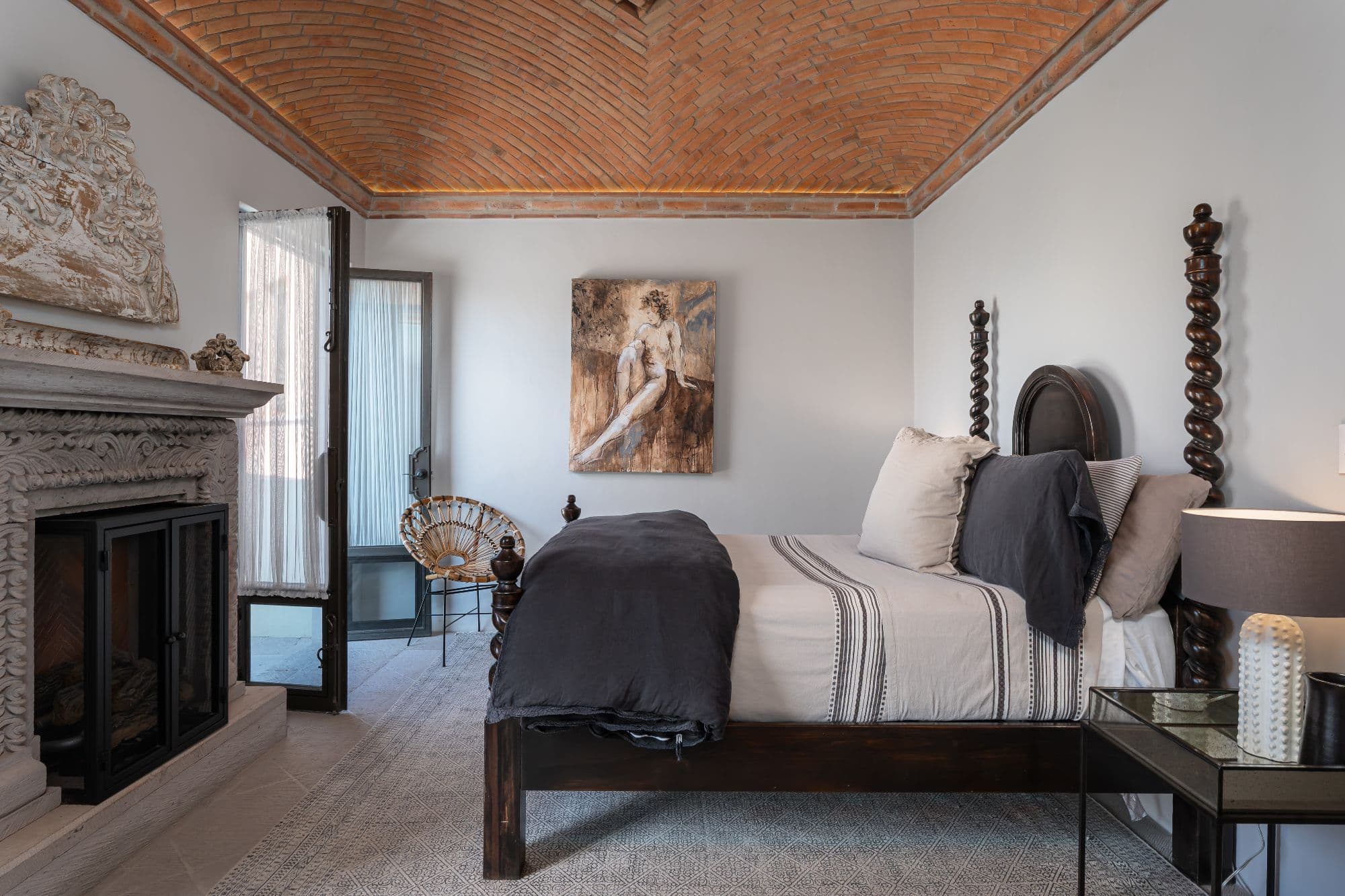 Casa Moderna — Centro, San Miguel de Allende — photo 12 — elegant master suite with herringbone ceiling