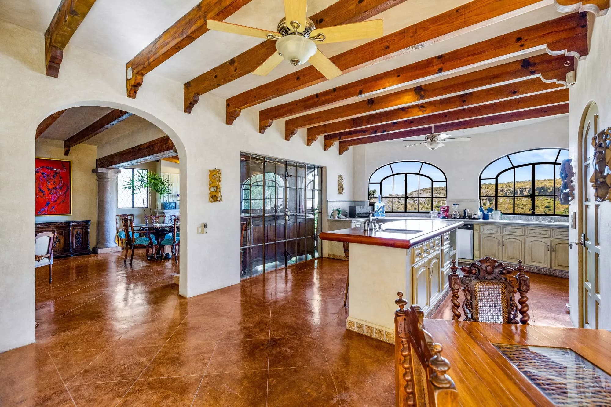 Casa Stone — Balcones, San Miguel de Allende — photo 15 — soaring beams, expansive light-filled kitchen