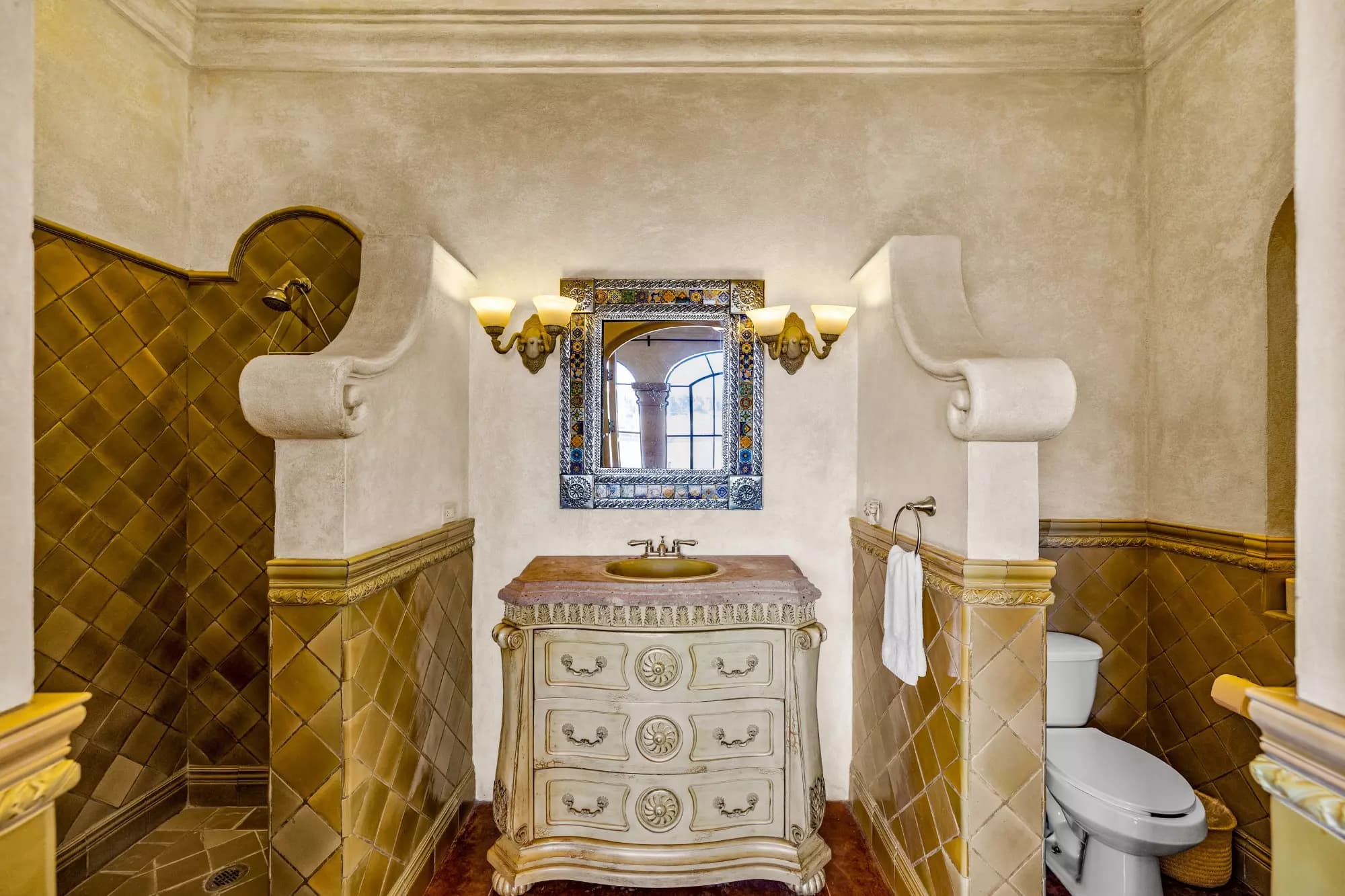 Casa Stone — Balcones, San Miguel de Allende — photo 16 — ornate baroque powder room elegance