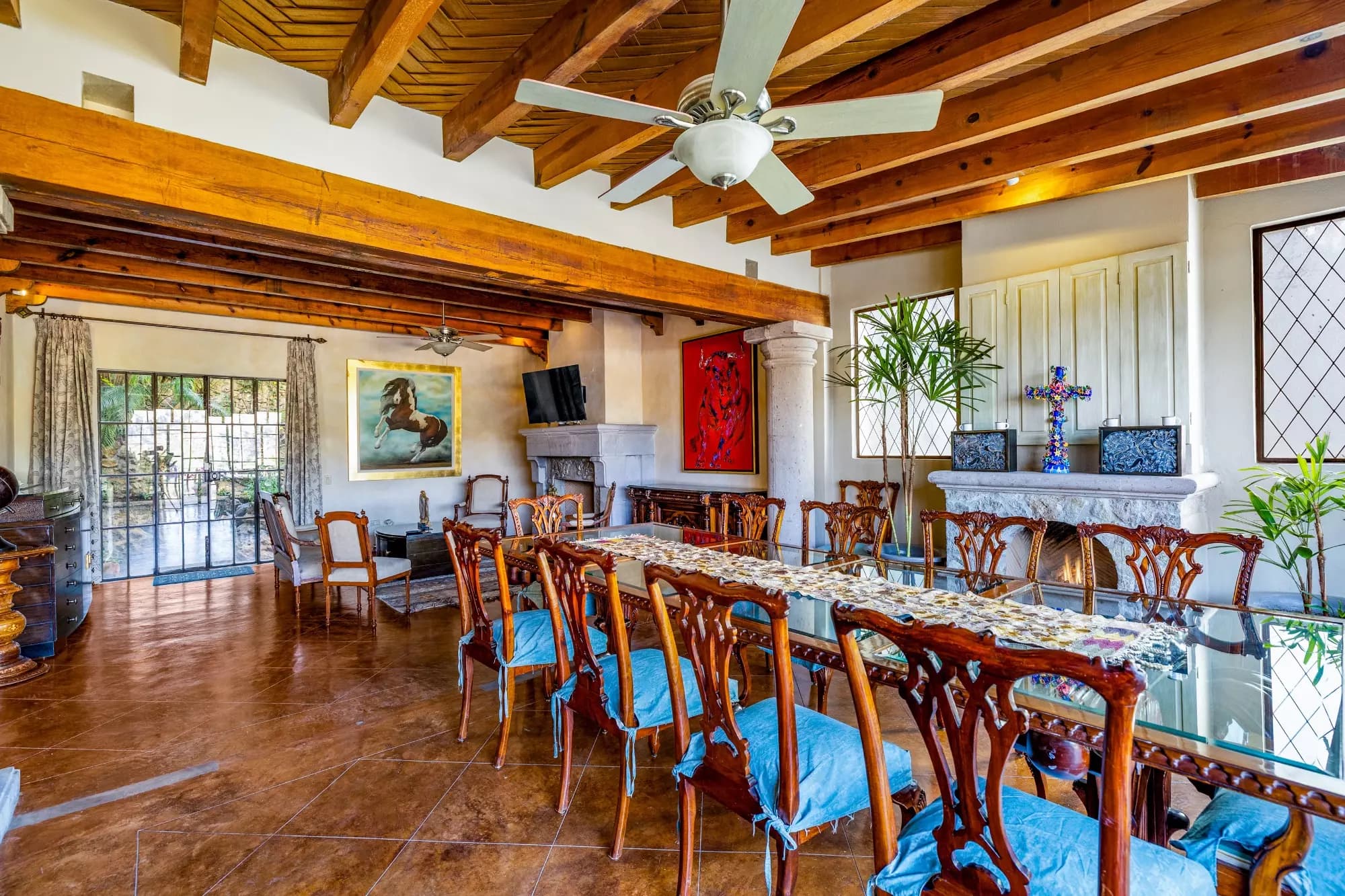 Casa Stone — Balcones, San Miguel de Allende — photo 21 — rustic-elegant entertaining space with exposed beams
