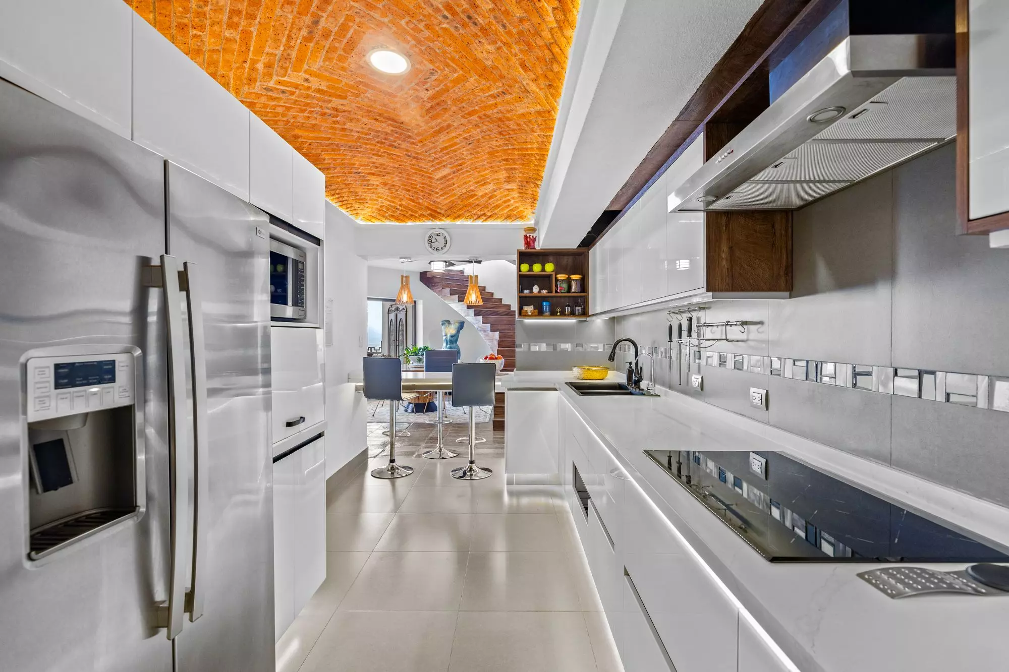 Casa del Foro — Balcones, San Miguel de Allende — photo 23 — contemporary luxury kitchen, soaring ceilings