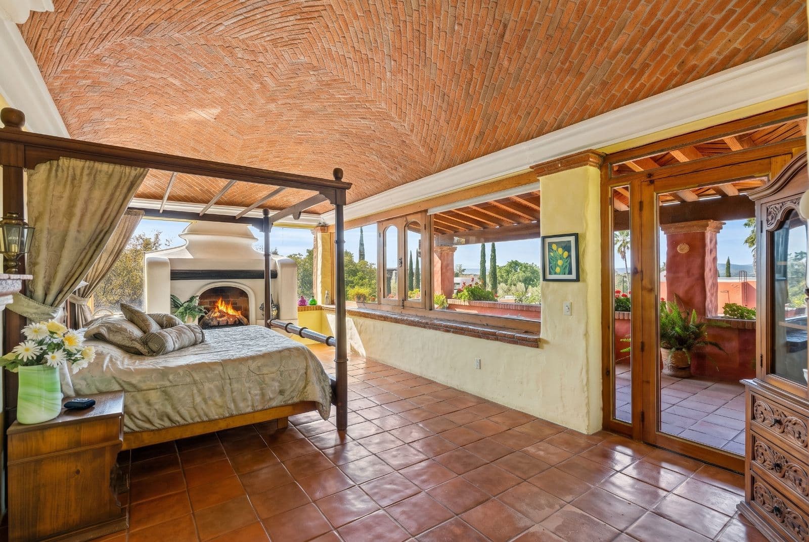 Casa Savia | A Private Garden Sanctuary in Los Frailes — Villa de los Frailes, San Miguel de Allende — photo 12 — luxurious master suite, panoramic views, fireplace