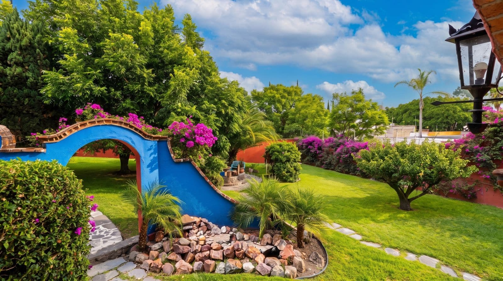 Casa Savia | A Private Garden Sanctuary in Los Frailes — Villa de los Frailes, San Miguel de Allende — photo 18 — enchanting gardens, vibrant bougainvillea blooms