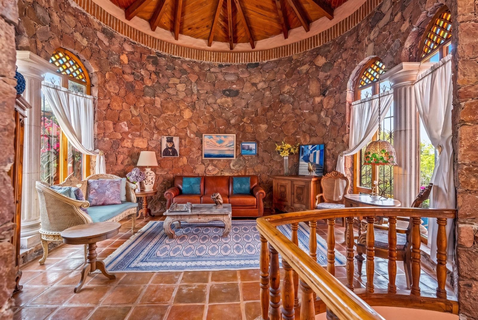 Casa Savia | A Private Garden Sanctuary in Los Frailes — Villa de los Frailes, San Miguel de Allende — photo 6 — luminous colonial rotunda, authentic terracotta elegance