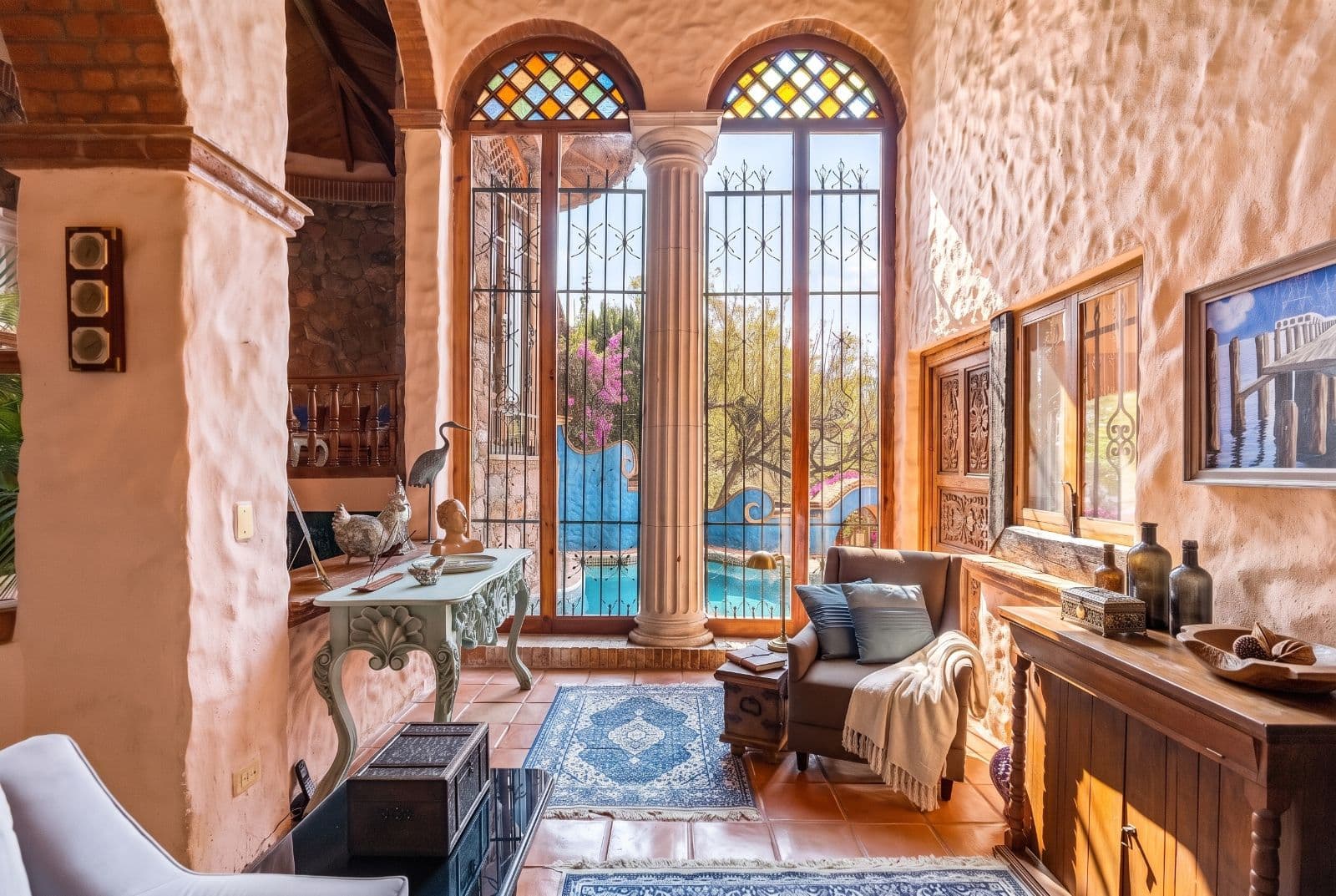 Casa Savia | A Private Garden Sanctuary in Los Frailes — Villa de los Frailes, San Miguel de Allende — photo 9 — luminous colonial elegance overlooking poolside gardens