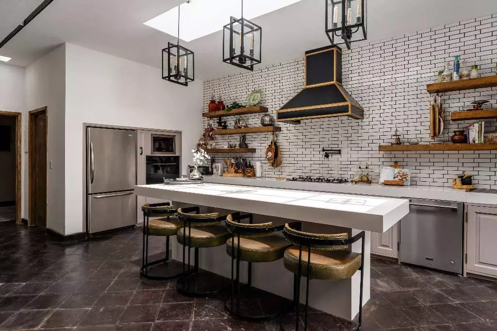 Casa Azul — Balcones, San Miguel de Allende — photo 17 — contemporary chef's kitchen, flooded light